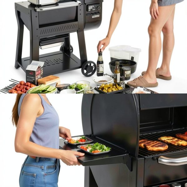 GORGERILA Foldable Grill Table Steel Black Weber Compatible-4