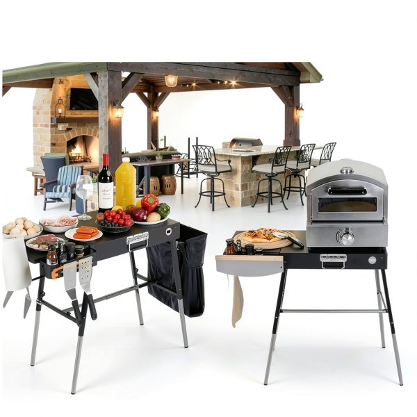 AOKEMAi Grill Stand Adjustable Height Metal Outdoor Table-2
