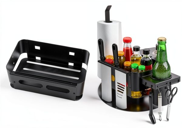 Goldusk BBQ Caddy Freestanding Grill Shelf Metal Organizer-1