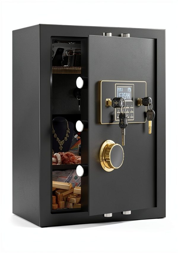 Home Safe Fireproof Waterproof Black Floor Mount Security-0