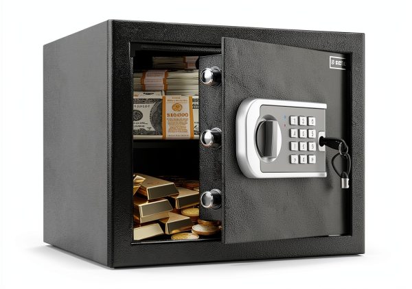 RETLLAS Fireproof Key Lock Safe Compact Hotel Security-0