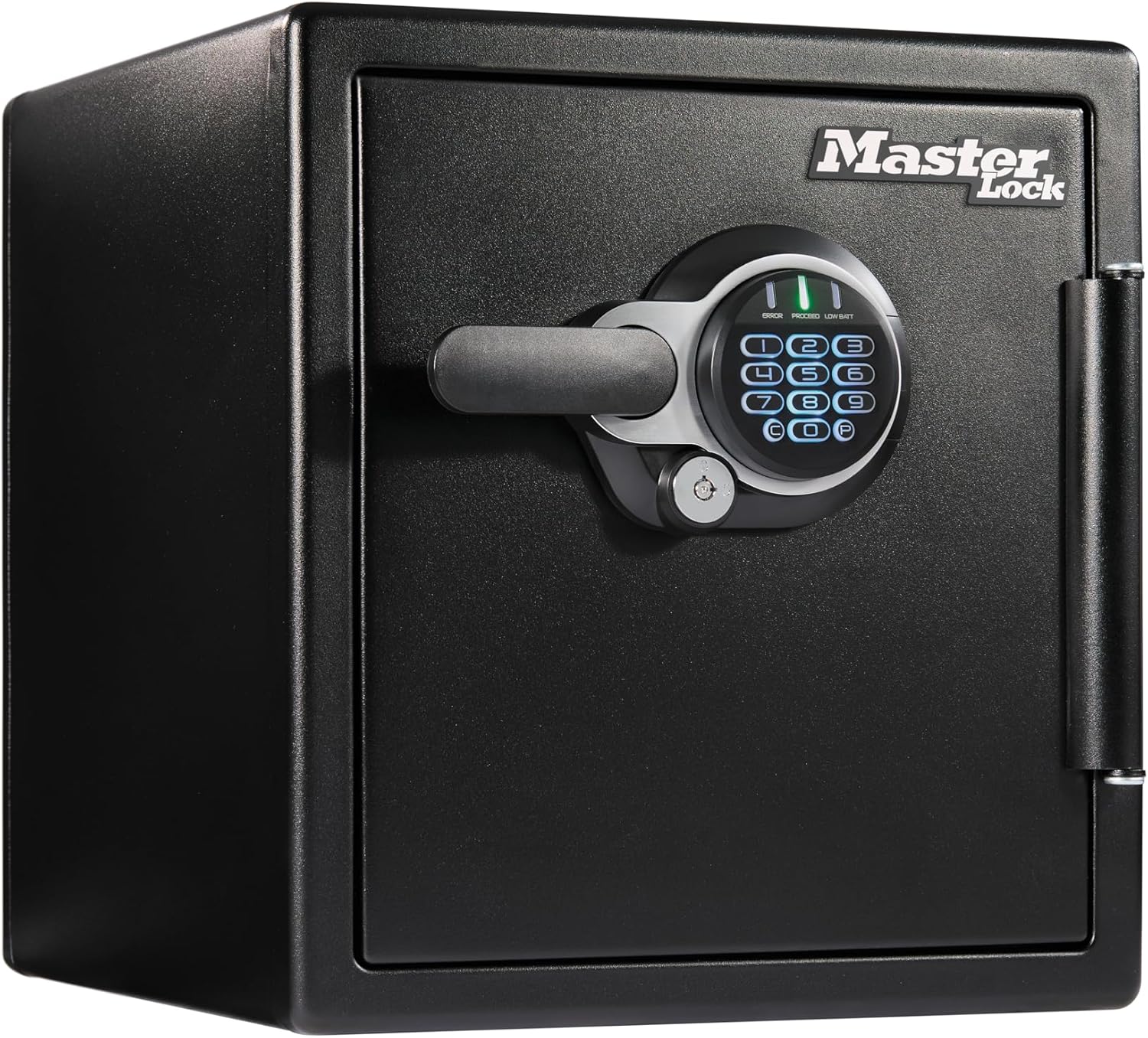 Master Lock fireproof safe in a home office setting