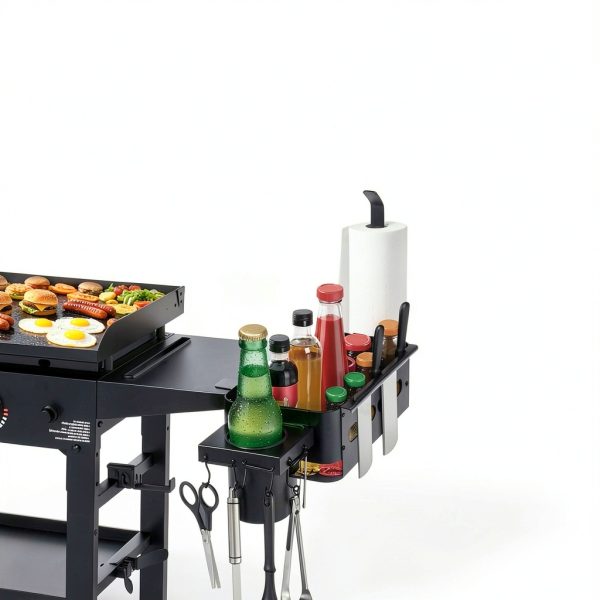 Goldusk BBQ Caddy Freestanding Grill Shelf Metal Organizer-8