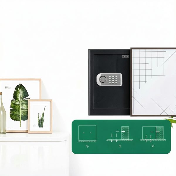 RETLLAS Fireproof Key Lock Safe Compact Hotel Home Security-5