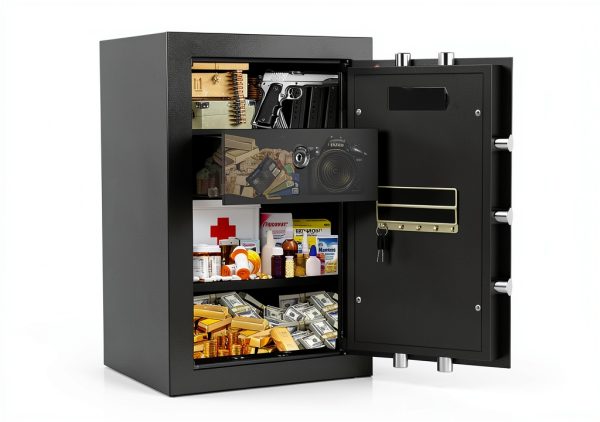 Home Safe Fireproof Waterproof Black Floor Mount Security-2