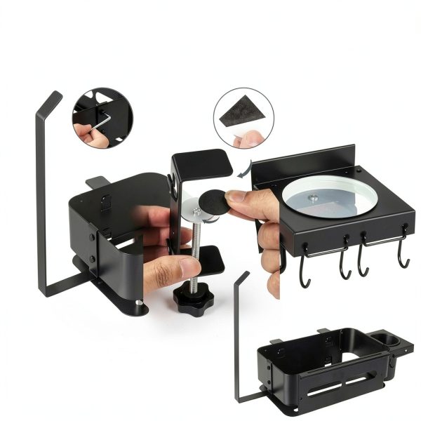 Goldusk BBQ Caddy Freestanding Grill Shelf Metal Organizer-4