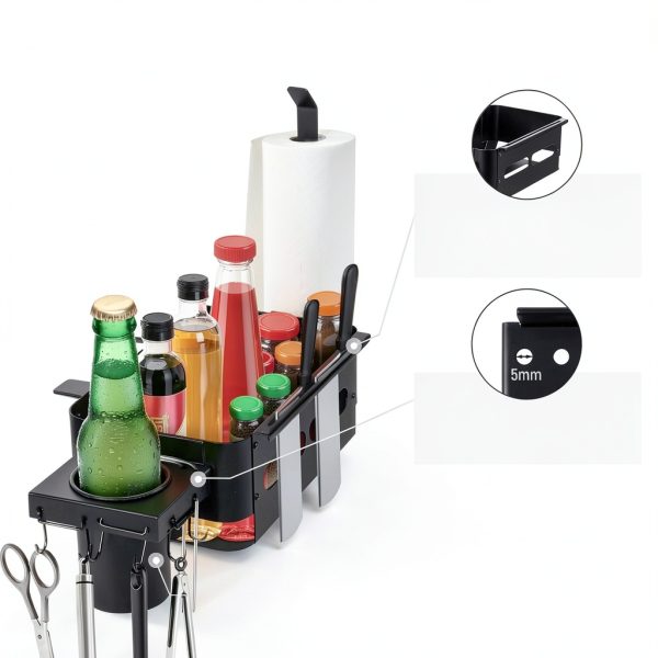 Goldusk BBQ Caddy Freestanding Grill Shelf Metal Organizer-3