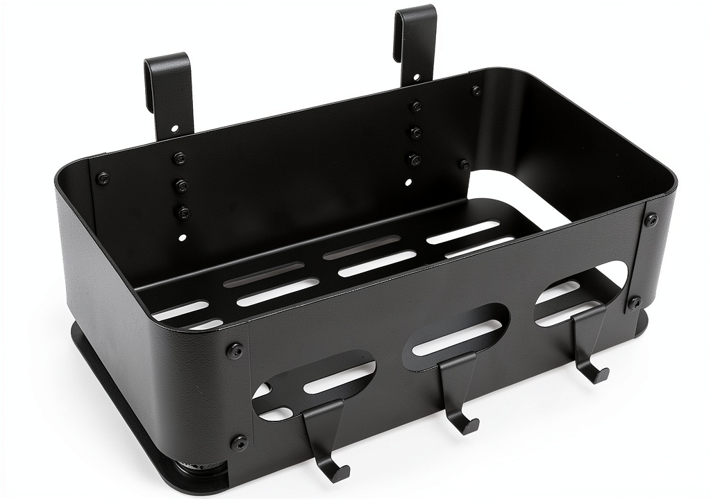 JKLESA Grill Storage Bin attached to a Traeger grill showing storage capacity