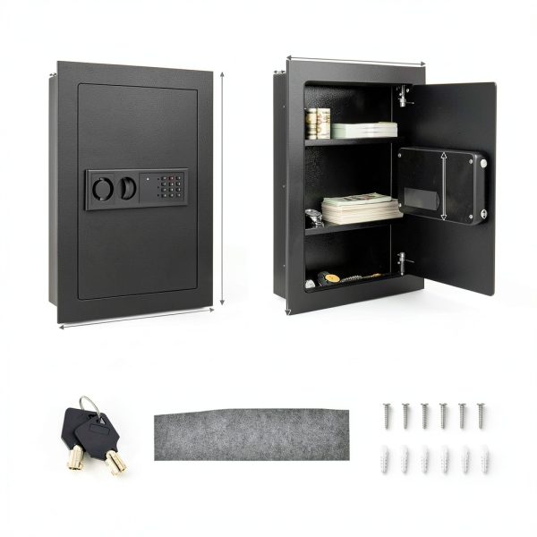 S AFSTAR Wall Safe Black Metal Key Lock Home Security-8