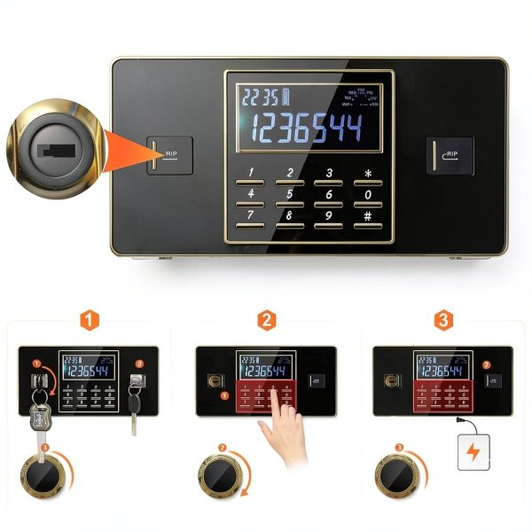 Home Safe Fireproof Waterproof Black Floor Mount Security-5