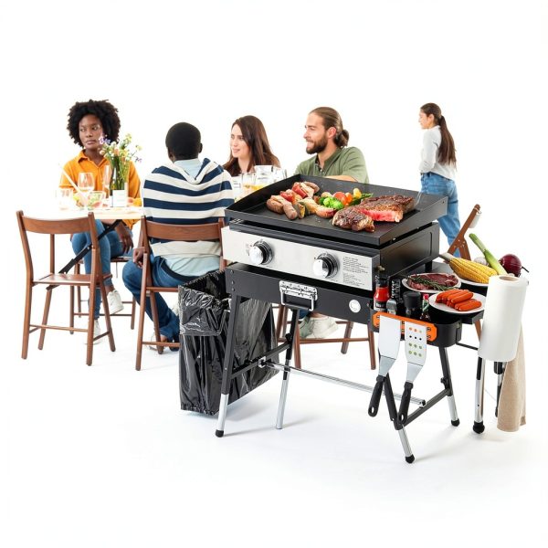 AOKEMAi Grill Stand Adjustable Height Metal Outdoor Table-1