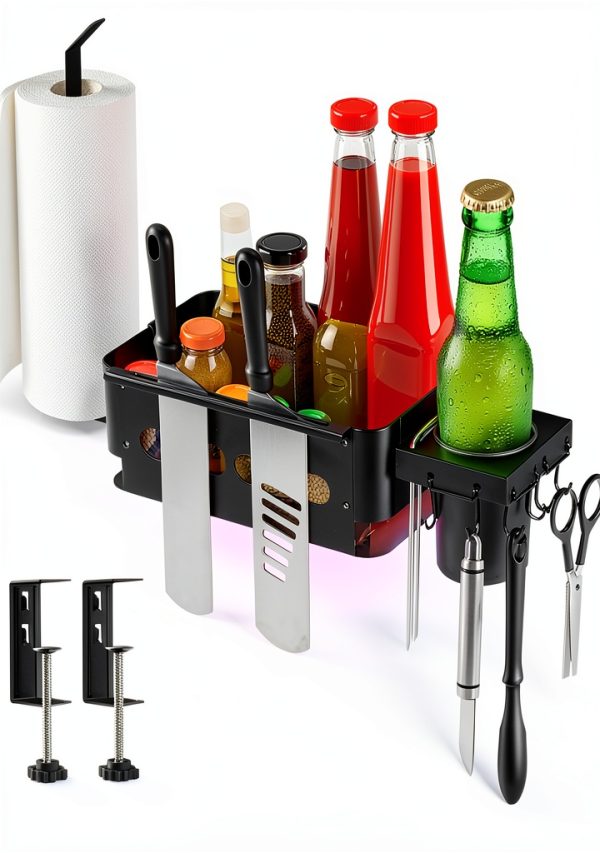 Goldusk BBQ Caddy Freestanding Grill Shelf Metal Organizer-0