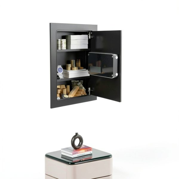 S AFSTAR Wall Safe Black Metal Key Lock Home Security-1