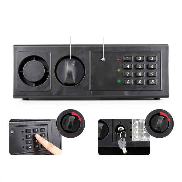 S AFSTAR Wall Safe Black Metal Key Lock Home Security-4