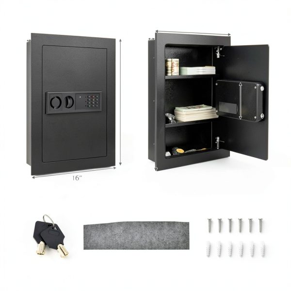 S AFSTAR Wall Safe Black Metal Key Lock Home Security-5
