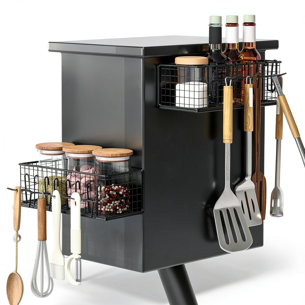 Viespe magnetic grill shelf attached to a Traeger grill during use