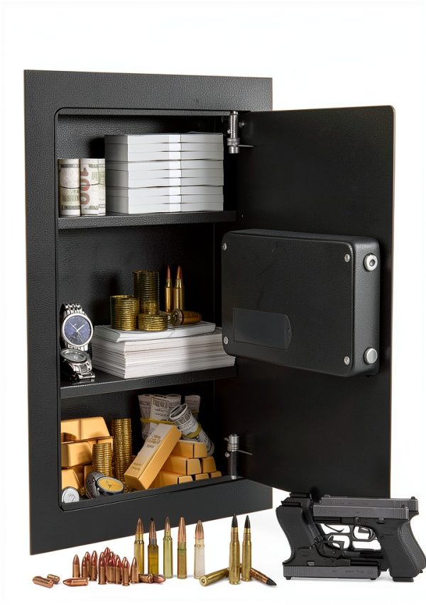 S AFSTAR Wall Safe Black Metal Key Lock Home Security-0