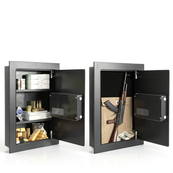 S AFSTAR Wall Safe Black Metal Key Lock Home Security-2