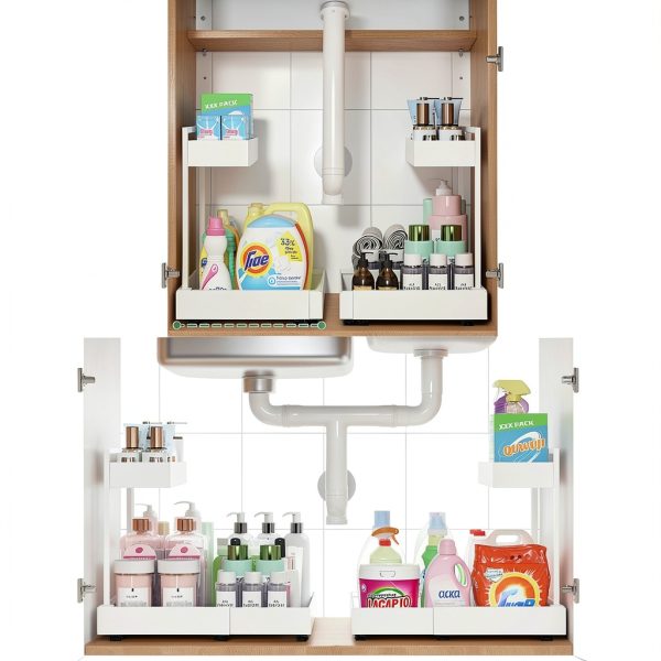 REALINN Expandable Under Sink Organizer, 2 Tier Adjustable Pull Out-1