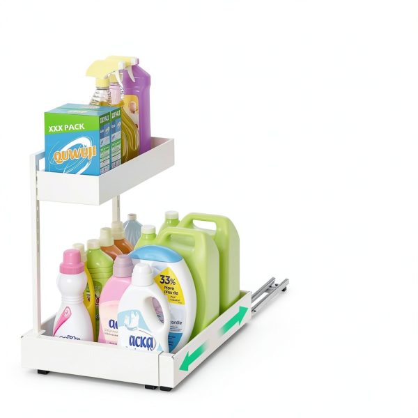 REALINN Expandable Under Sink Organizer, 2 Tier Adjustable Pull Out-2