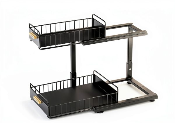 Under Sink Organizer Kitchen, 2 Tier Under Sink Organizers and Storage, Pull out Cabinet Organizer Shelf, Metal Drawer for Kitchen Bathroom Pantry Cabinet Closet Organization Rack, Black, 1 Pack-6
